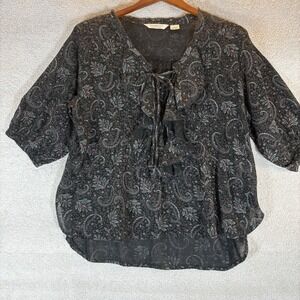 Denim & Supply Ralph Lauren Ruffle Poet‎ Blouse Small | Boho Floral Peasant Top